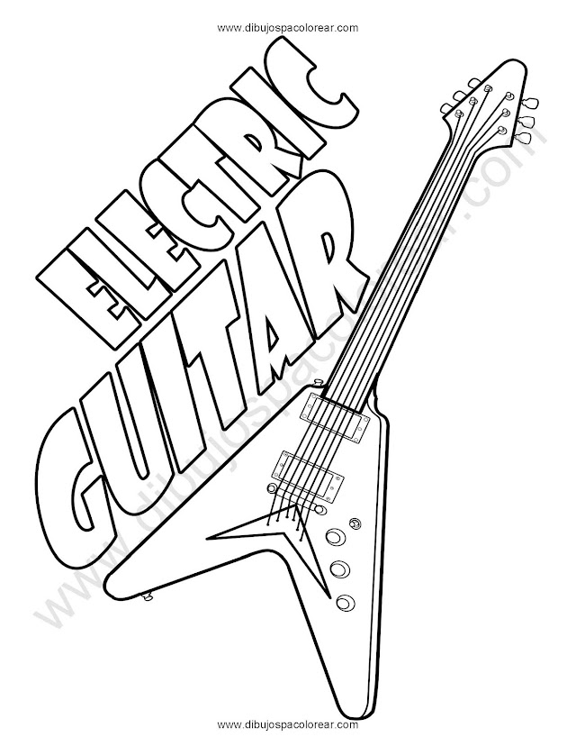 electric guitar coloring pages dibujo para colorear